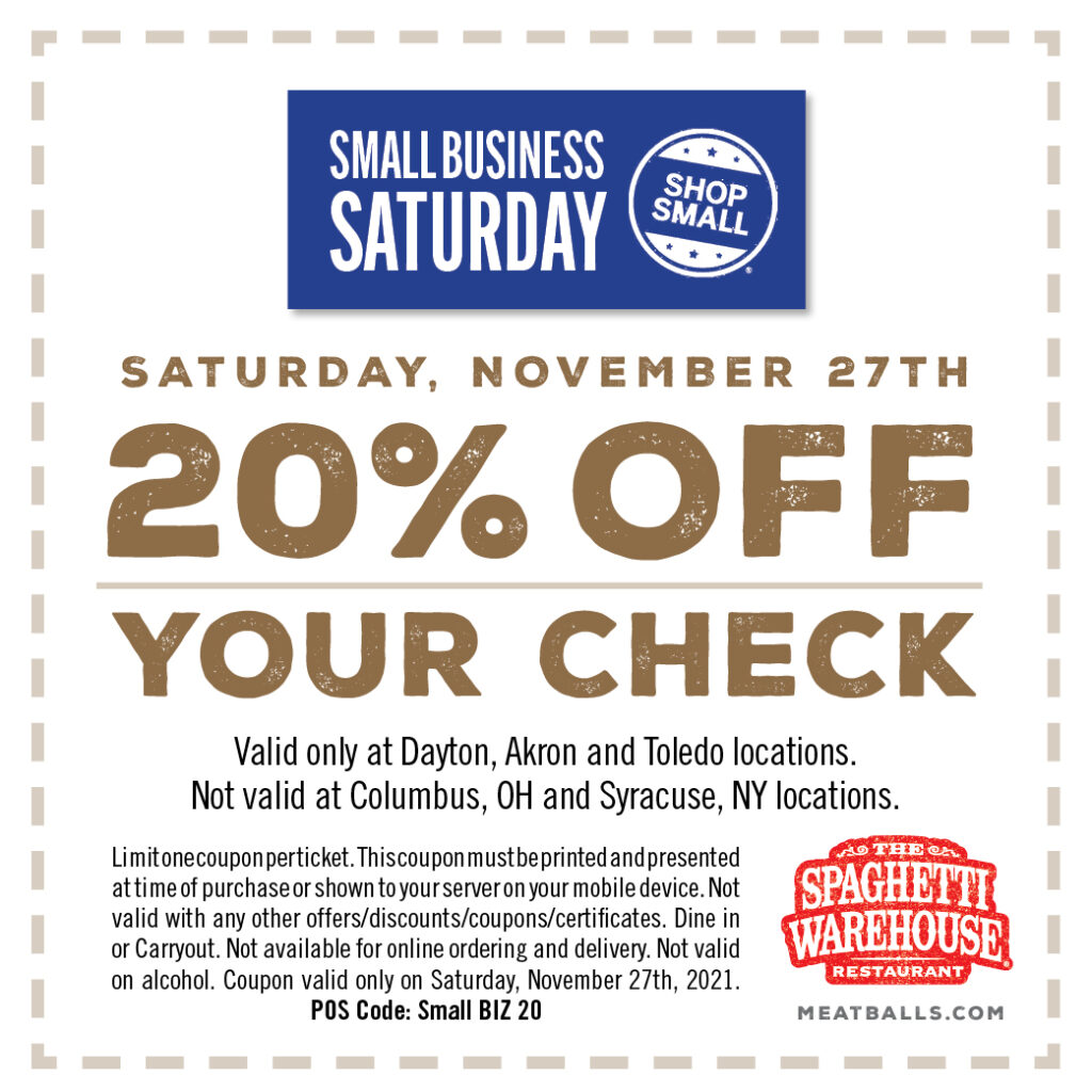 Small Biz Coupon - Spaghetti Warehouse